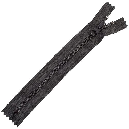 YKK Closed Spiral Zipper, Black 20cm