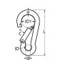 Rozsdamentes fekete karabiner 30 mm